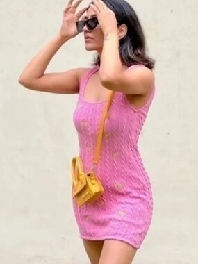 Zara Floral Embroidered Cable Knit Tank Dress